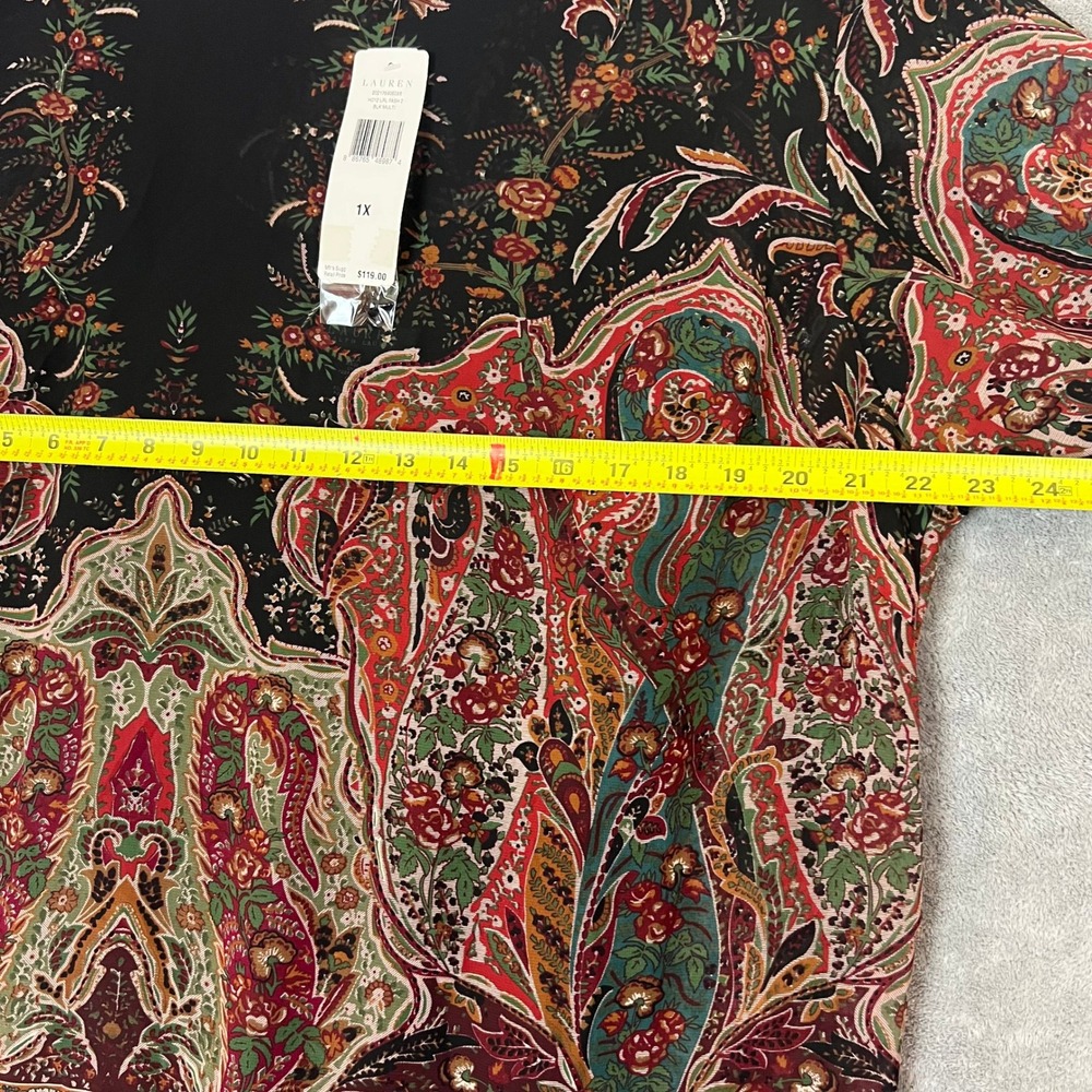 NWT Lauren Ralph Lauren Blouse Womens 1X Boat Neck Paisley Long Sleeve - Picture 5 of 9